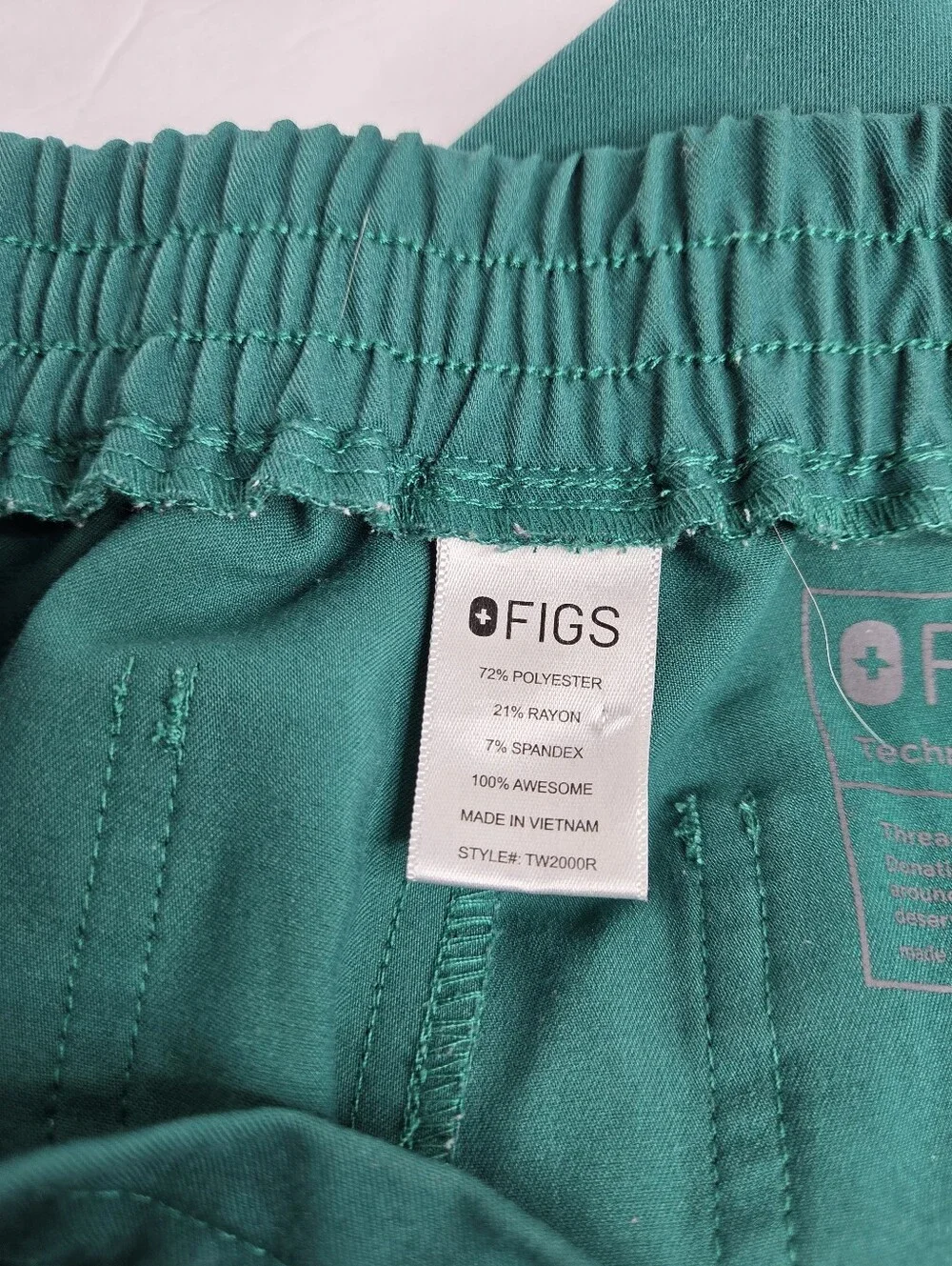 Figs Technical Collection Teal Green Drawstring Cargo Pants Size Small TW2000R